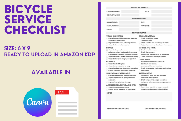 Bicycle Service Checklist - KDP Template
