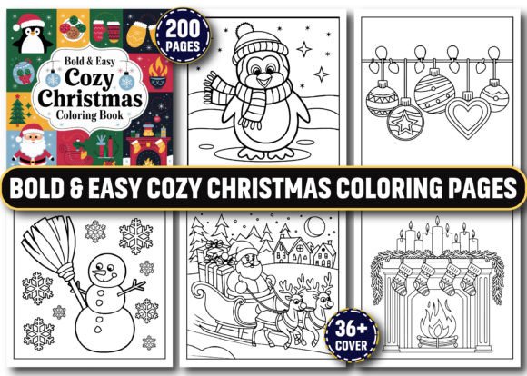 Bold Easy Cozy Christmas Coloring Pages