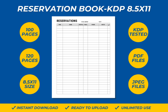 Reservation Log Book Tracker KDP 8.5X11